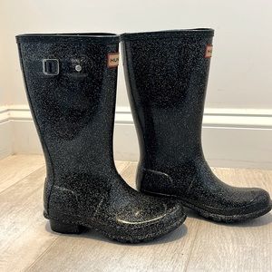 Black sparkle Hunter Boots- kids 3/4- see label photo